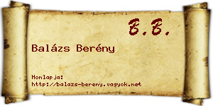 Balázs Berény névjegykártya